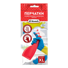 Перчатки хозяйственные латексные БИКОЛОР XL /синий + желтый/ Komfi BICOLO4 Перчатки хозяйственные латексные БИКОЛОР XL /синий + желтый/ Komfi BICOLO4