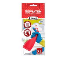 Перчатки хозяйственные латексные БИКОЛОР XL /синий + желтый/ Komfi BICOLO4