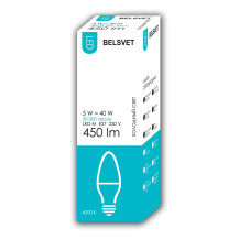 Лампа светодиодная BELSVET LED-М C37 5W 4000 К E27 (свеча) Лампа светодиодная BELSVET LED-М C37 5W 4000 К E27 (свеча)