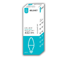 Лампа светодиодная BELSVET LED-М C37 5W 4000 К E27 (свеча)