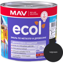 Эмаль ECOL по металлу и древесине (ПФ-115) черная глянцевая 2,4 л. (2 кг)