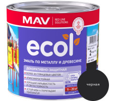 Эмаль ECOL по металлу и древесине (ПФ-115) черная глянцевая 2,4 л. (2 кг)