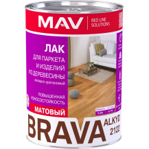 Лак BRAVA ALKYD 2122 для паркета и изделий из древесины (АУ-2122) бесцветный матовый 1,0 л (0,7 кг)