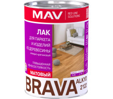 Лак BRAVA ALKYD 2122 для паркета и изделий из древесины (АУ-2122) бесцветный матовый 1,0 л (0,7 кг)