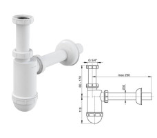 Сифон для умывальника O32 c накидной гайкой 5/4, Alcaplast