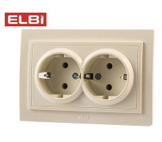 Розетка 2-я с/з, кремовый,EL-BI Zena500-010320-907