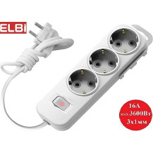 Удлинитель EL-BI Myra 3гн2м c/з с выкл,527-010202-312 Белый Турция
