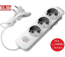 Удлинитель EL-BI Myra 3гн2м c/з с выкл,527-010202-312 Белый Турция