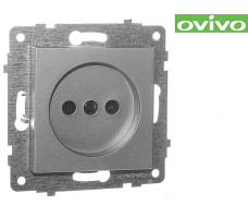 Розетка Ovivo без заземлением, серебро, механизм арт.600-000310-215