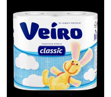 Бумага туалетная Veiro Classic 2-слоя белая 4шт