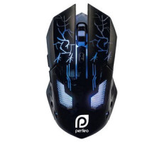 Mышь проводная Perfeo "QUEST", 6 кн, USB, чёрн, GAME DESIGN, подсветка 6 цвет, блистер /20