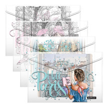 Набор из 4 папок-конвертов на кнопке пластиковых ErichKrause Dreamy Girls, A4, ассорти Набор из 4 папок-конвертов на кнопке пластиковых ErichKrause Dreamy Girls, A4, ассорти