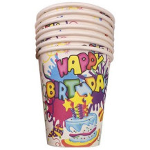 Набор бумажных стаканов "Happy Birthday", 210 мл, упаковка 6 шт Набор бумажных стаканов "Happy Birthday", 210 мл, упаковка 6 шт