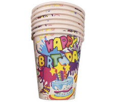 Набор бумажных стаканов "Happy Birthday", 210 мл, упаковка 6 шт