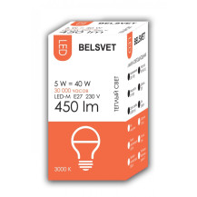 Лампа светодиодная BELSVET LED-M G45 5 W 3000 K E27 (шарик) Лампа светодиодная BELSVET LED-M G45 5 W 3000 K E27 (шарик)