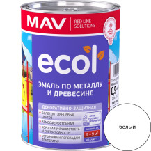 Эмаль ECOL по металлу и древесине (ПФ-115) белая глянцевая 1,0 л. (0,9 кг)