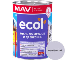 Эмаль ECOL по металлу и древесине (ПФ-115) серебристая глянцевая 1,0 л. (0,8 кг)