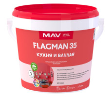 Краска FLAGMAN 35 кухня и ванная (ВД-АК-2035) белая матовая 1 л (1,1 кг)
