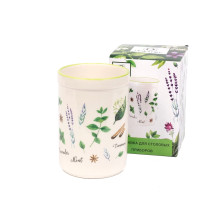 Подставка для столовых приборов Herbal green керамика  9,6х9,6х14см арт. L2520928 Россия