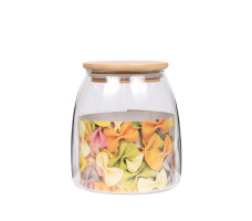Банка для сып. продуктов  с бамбуковой крышкой стекл. 228706 0.85л арт. 114035-1