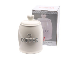 Банка для сыпучих продуктов керамическая Coffee 10,5х10,5х16,5 см 0.8л арт. HC21A41-C