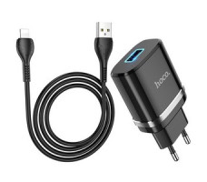 Cетевое зарядное устройство hoco N1 USB черный с кабелем Lightning