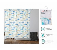 Шторка для ванной PERFECTO LINEA Secret рыбки 180х180см арт.36-118007