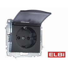 Розетка с крышкой с/з, дымчатый EL-BI Zena-Vega 609-011100-218 Розетка с крышкой с/з, дымчатый EL-BI Zena-Vega 609-011100-218
