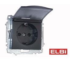 Розетка с крышкой с/з, дымчатый EL-BI Zena-Vega 609-011100-218