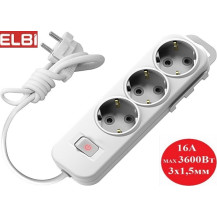 Удлинитель EL-BI Myra 3гн5м c/з с выкл,527-010205-322 Белый Турция