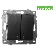 Выключатель Ovivo 2-клавишный с подсветкой черный 600-000217-203 Выключатель Ovivo 2-клавишный с подсветкой черный 600-000217-203