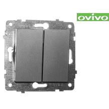 Выключатель Ovivo 2-клавишный серебро 600-000210-202 Выключатель Ovivo 2-клавишный серебро 600-000210-202